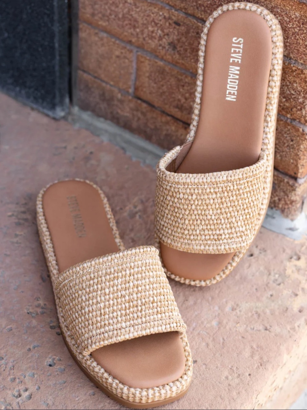 Steve Madden Vegan Boardwalk Woven Slide Sandals (6M)